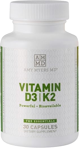 Vitamina D3 K2 10000 UI – Vitamina K2 MK-7 45 mcg – Suporta a Função Imunológica, Níveis de Energia - Amy Myers MD