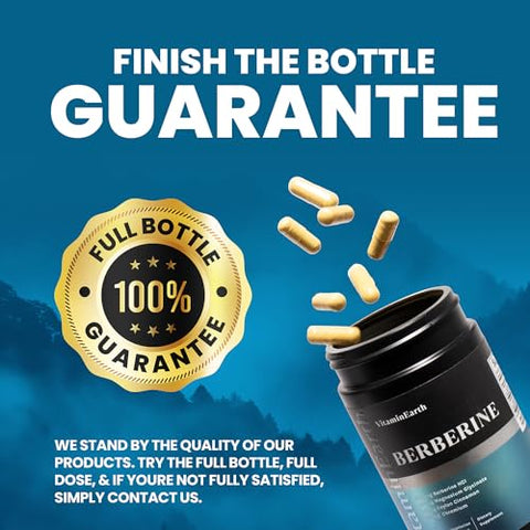 Vitamin Earth - Berberine HCL Complex 1000mg – Fórmula Médica com Canela Ceylon e Picolinato de Cromo – Puro Berberine – 60 Cápsulas