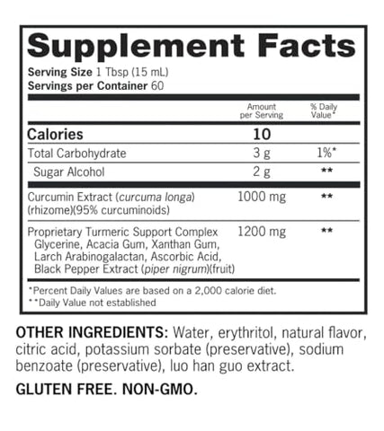 Generic - Qunols Líquido de Cúrcuma 1.000 mg – Máxima Potência, 900 ml, Sabor Laranja Tropical, Sem Glúten, Absorção Aprimorada com Pimenta Preta, Vegetariano, Suporte Anti-Inflamatório