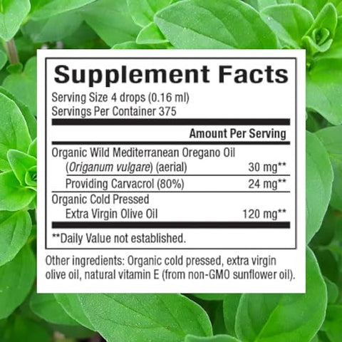 Óleo de Orégano Orgânico Certificado Natural Factors, Suplemento Herbal para Suporte Imunológico, Vegano, Não-OGM, 60 ml