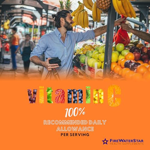 FIREWATERSTAR HEALTH SUPPLEMENTS - FWS Liquid Vitamin C – Suplemento de Vitamina C Líquida Bioativa para Adultos e Crianças – Orgânico, Vegano, Ácido Ascórbico Puro – Saúde da Pele, Suporte Imunológico e Antioxidantes