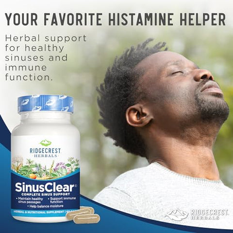 SinusClear: Fórmula Completa para Saúde Sinusal e Nasal com Folha de Mullein, Bromelina, Vitamina C e Zinco, para Mucos Saudáveis e Imunidade - RidgeCrest Herbals