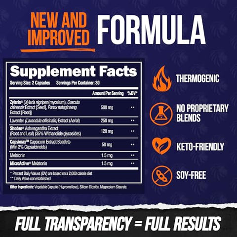 ALPHA LION - Suplemento Alpha Lion Night Burn para Suporte ao Sono, Metabolismo e Crescimento Muscular Magro, Promove Relaxamento e Equilíbrio do Cortisol, com Ashwagandha