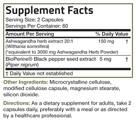 Ashwagandha Extra Forte para Redução do Estresse – 60 Cápsulas - Bronson