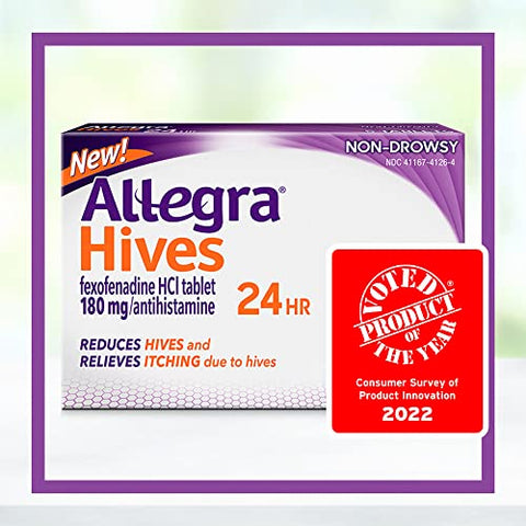Hives – Comprimidos Antialérgicos Não Sonolentos, 30 Unidades, Redução de Urticária 24 Horas - Allegra
