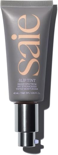Slip Tint SPF 35 Hidratante com Tonalizante – Cobertura Leve, Protetor Solar de Amplo Espectro com Óxido de Zinco e Ácido Hialurônico Hidratante – Tom Três Meio (40 ml) - Saie