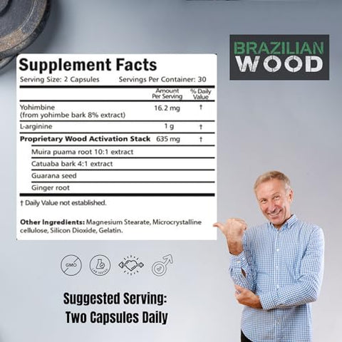 Supernatural Man - Madeira Brasileira para Apoio à Saúde Masculina – 100% Natural – 60 cápsulas – Marca X
