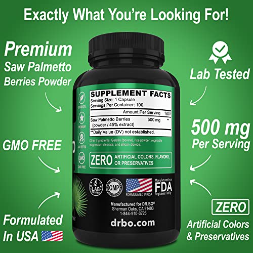 DR. BO - Saw Palmetto para Saúde da Próstata Masculina – Crescimento Capilar e Controle da Bexiga – Complexo de Suplementos