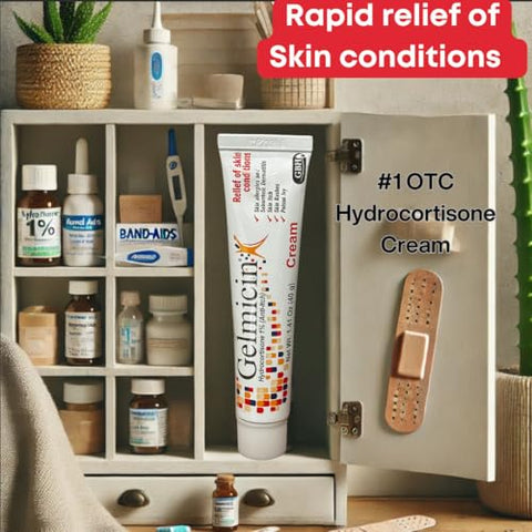 Hydrocortisone 1%% – Creme Anti-Coceira, Irritação na Pele, Alergias na Pele, Eczema, Psoríase – Tamanho 40g - Gelmicin