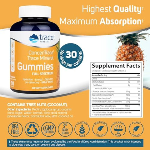 ConcenTrace Gomas Mastigáveis de Espectro Completo | Energia Potente, Metabólica | 60 g - Trace Minerals