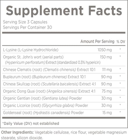 Trilex Essentials Natural Wellbeing para Herpes Labial – com Lisina, Hipericina para Lábios Saudáveis – Suplemento Herbal 90 cápsulas vegetais