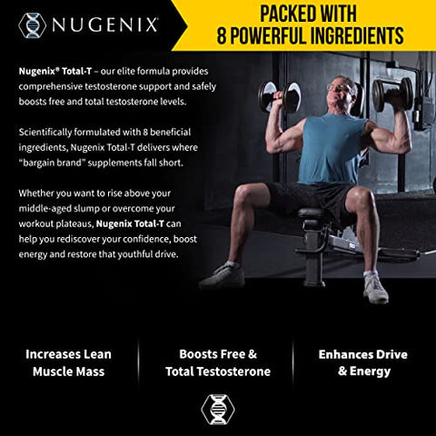 Total-T: Impulsionador de Testosterona Total e Livre para Homens, 90 Comprimidos - Nugenix