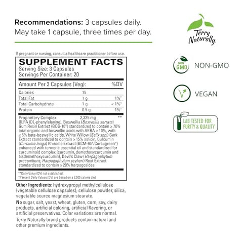 Curamin Alívio para Dor Lombar – 60 Cápsulas – com Curcumina, Boswellia - Terry Naturally