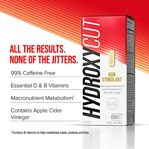Non-Stimulant – 72 Cápsulas de Liberação Rápida – 99% Livre de Cafeína – Metabolize Carboidratos, Proteínas – Hydroxycut - Hydroxycut