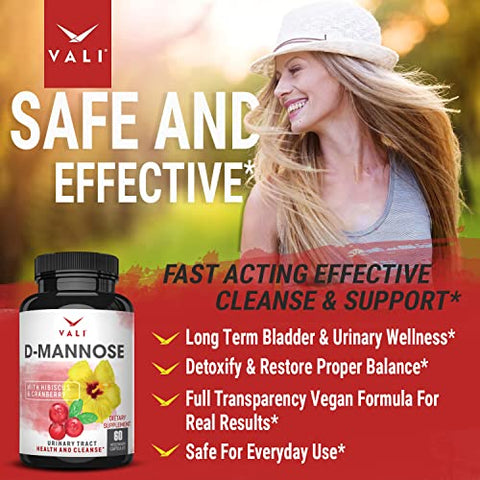 D-Mannose 1000mg – Fórmula para Saúde do Trato Urinário. Pó de Fruta de Cranberry Orgânico - VALI