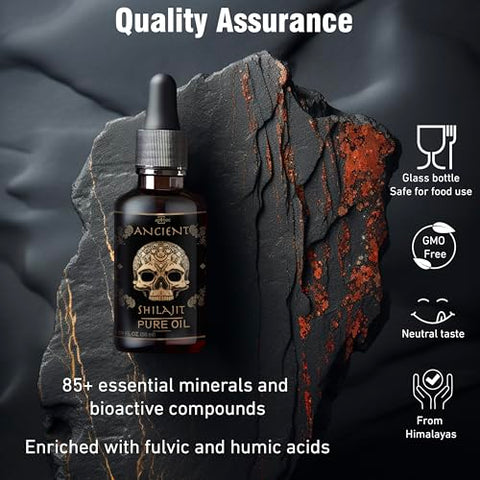 ad hoc - Gotas de Shilajit Puro do Himalaia – Suporte à Resistência, Melhora o Desempenho Físico – Resina Orgânica Autêntica de Shilajit – Ácido Fúlvico Húmico – Suplemento Mineral – Fácil de Usar