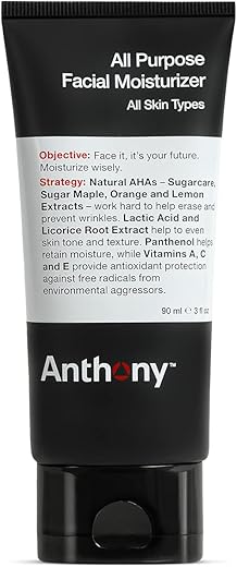 Hidratante Facial Multifuncional Anthony – Loção Hidratante para Homens com Pele Seca – Fórmula Leve, Não Comedogênica e Anti-Envelhecimento – 90 ml