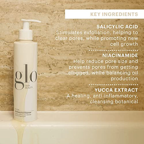 Purifying Gel Cleanser – Limpeza Facial com Ácido Salicílico e Niacinamida, Equilibra a Pele, Desobstrui Poros e Controla a Oleosidade - Glo Skin Beauty