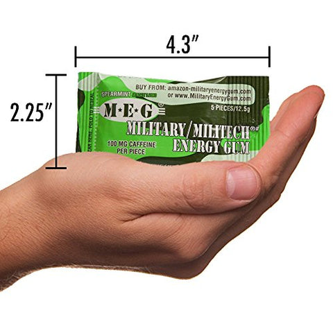Goma Energética Militar | 100mg de Cafeína por Unidade Aumenta Energia Melhora Desempenho Físico Hortelã 24 Pacotes (120 Unidades) - MEG