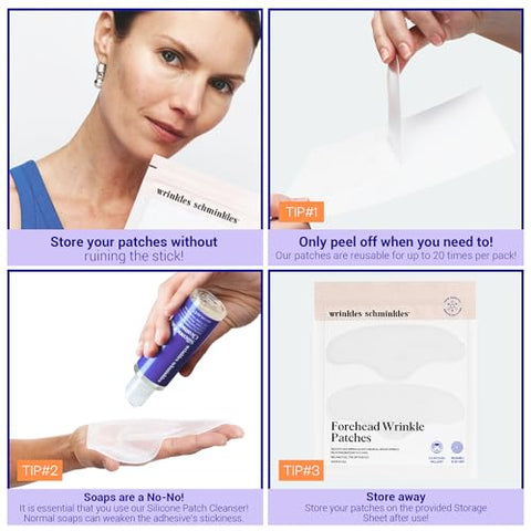 Patches de Silicone Reutilizáveis Wrinkles Schminkles para Rugas na Testa – Suavizadores de Rugas, Levantamento de Sobrancelhas, Reduz Linhas de Expressão