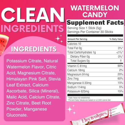 My Adventure to Fit - Pacotes de Pó de Melancia Zero Açúcar com Eletrólitos (30 Unidades) – Ingredientes Naturais, Energia Livre de Cafeína para Hidratação Refrescante – Vegano, Keto, Paleo Sem Açúcar