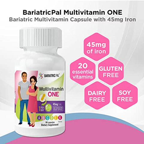 Multivitamínico ONE 1 por Dia! Cápsula de Multivitamínico Bariátrico com 45mg de Ferro (90 Unidades) - BariatricPal