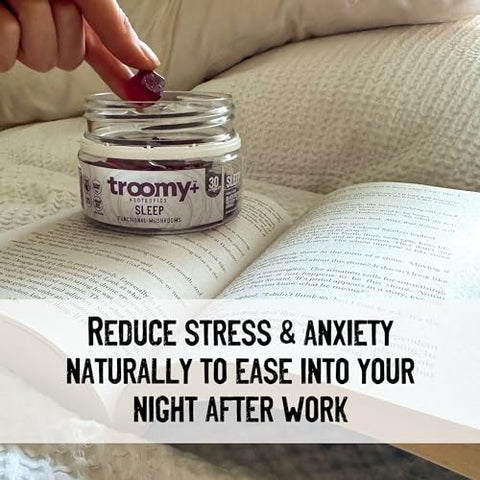 Troomy Nootropics - Troomy Sleep – Gomas de Cogumelo Reishi com Melatonina – Sabor Incrível – Suporte para um Sono Repousante – 60 g