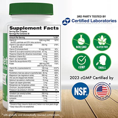 Health Thru Nutrition - Ultra-Betic Multivitamínico 60 Cápsulas | Suporte para Nervos, Visão e Energia | com ALA, Licopeno | Não-OGM, Rótulo Limpo | Testado por Terceiros para Qualidade |