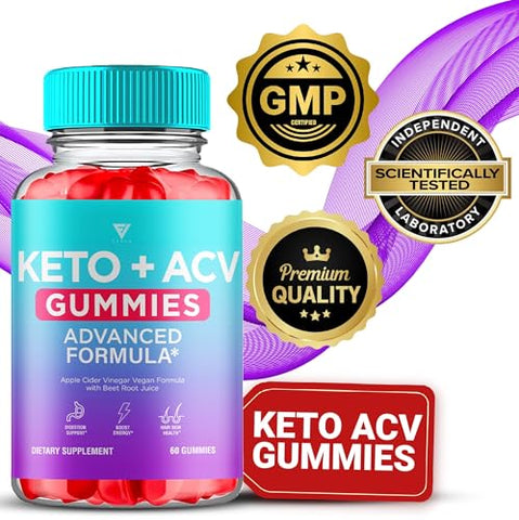 Fyvus - (2 Pacotes) Gomas Keto ACV Fórmula Avançada de Suporte, ACV Keto 1000MG Vinagre de Maçã Keto Suplemento Multivitamínico Vitamina B12 B6 para Mulheres Homens Digestão Energia e Bem-estar