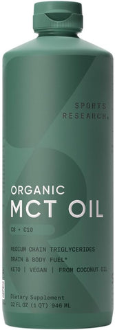 Óleo de MCT Orgânico Sports Research – Keto | 100% Natural | Energia e Foco | 500ml