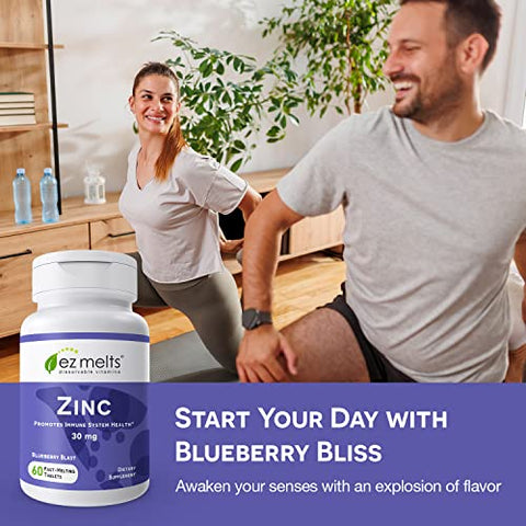 Suplemento de Zinco Dissolvível 30 mg, Sem Açúcar, 2 Meses de Fornecimento - EZ Melts