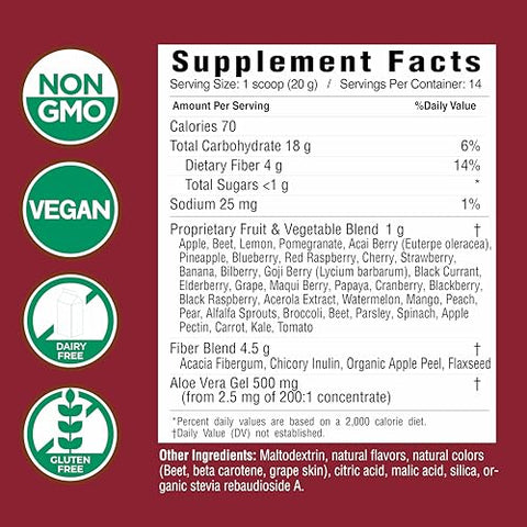 Super Cleanse: Pó para Bebida Detox de Suco de 34 Frutas e Vegetais com Aloe, Promove Desintoxicação Natural e Saúde Digestiva, 14g - COUNTRY FARMS