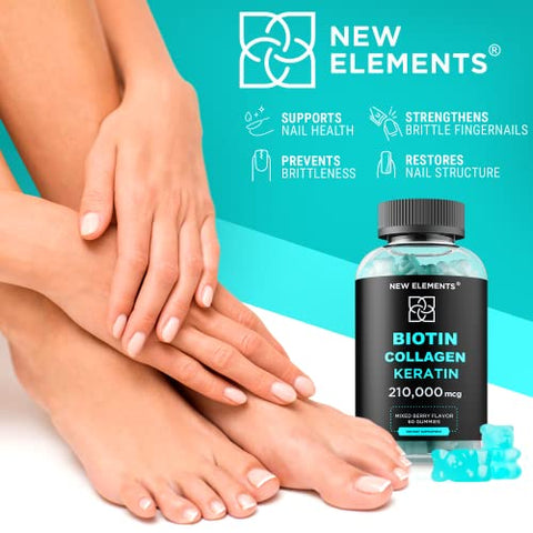 New Elements - Gomas de Biotina com Queratina – Fortaleça seus cabelos e unhas com gomas de alta qualidade!