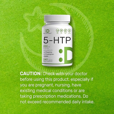 DEAL SUPPLEMENT - Griffonia Seed Extract 98% Africano | 5-HTP 200mg | 240 Cápsulas | Fórmula 4 em 1 | Com L Theanine e L Tryptophan