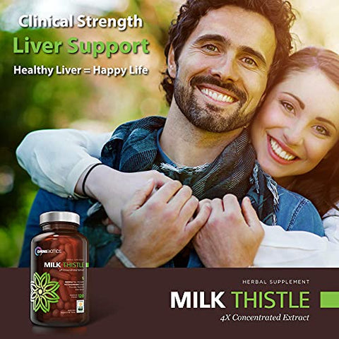 OmniBiotics - Cápsulas de Cardo de Leite Orgânico, Extrato Concentrado 4X de 1500mg com Silimarina é o Suplemento de Cardo de Leite Mais Forte Disponível. Ótimo para Limpeza do Fígado! 120 Cápsulas Vegetarianas
