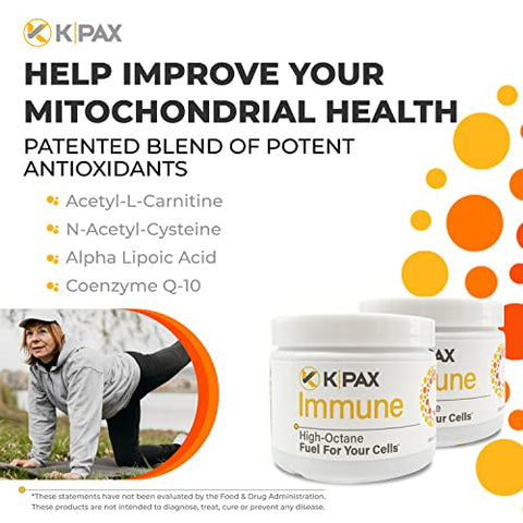 K* PAX - KPAX Immune – Suplemento Energético de Alta Potência para Mitocôndrias – Antioxidante Multivitamínico Completo 120 Comprimidos