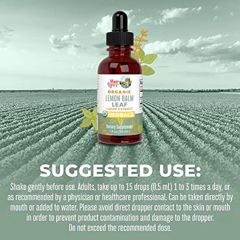 MaryRuth Organics - MaryRuth’s Lemon Balm Leaf | Vegano | Não-OGM | 30 ml | 1 fl oz | 1 g