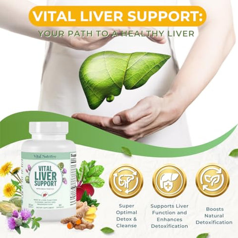 VITAL NUTRITIVE - Vital Liver Support – Limpeza Premium do Fígado para Desintoxicação – Marca Vital