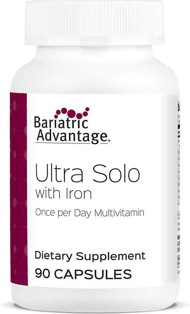 Ultra Solo com Ferro – Multivitamínico Diário para Pacientes de Cirurgia de Bypass Gástrico e Gastrectomia Vertical, Inclui Vitaminas B12, C, D, K, Tiamina e Cobre – 90 Comprimidos - Bariatric Advantage