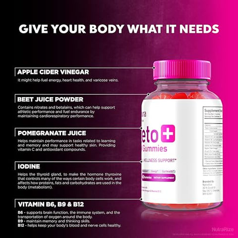 NutraRize - (3 Pacotes) Gomas Noura Keto ACV, Oficial Noura Keto, Gomas Keto ACV, Keto Plus ACV Natural, Avaliações de Vinagre de Maçã Keto (180 Gomas)