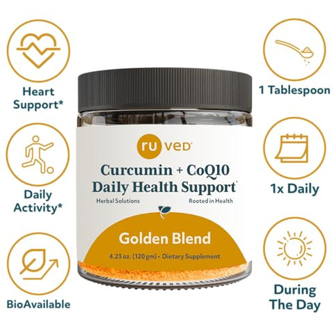 R-U VED - Ruved Golden Blend: Suporte Muscular, Articular e Digestivo de Alta Absorção, Suplemento Herbal Ayurvédico, 120g Pó