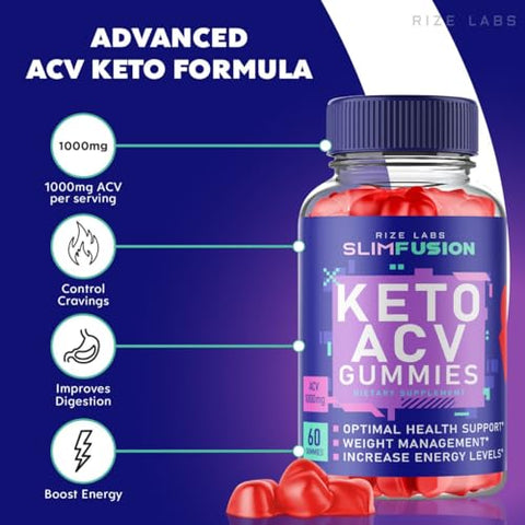 rize labs - (2 Pacotes) Gomas de Keto ACV Slim Fusion – Perda de Peso Avançada, Gomas de Keto ACV Slim Fusion, Gomas de Keto Slim Fusion, Keto Plus ACV Slim Fusion – Marca Slim Fusion