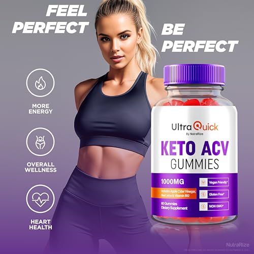 NutraRize - (2 Pacotes) Ultra Quick Keto ACV Gummies – Fórmula Premium de Keto Plus ACV, Vinagre de Maçã 1000MG – Avaliações Oficiais UltraQuick