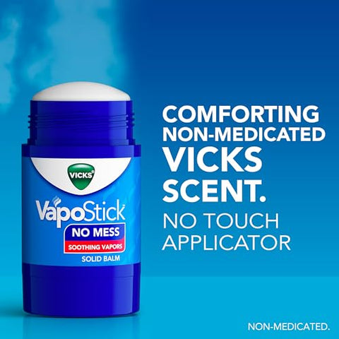 VapoStick Bálsamo Sólido, Sem Bagunça, Alívio com Vapores Vicks Não Medicados, Aplicador Fácil de Usar sem Toque, Secagem Rápida, Sensação Leve na Pele, 35g x 2 - Vicks