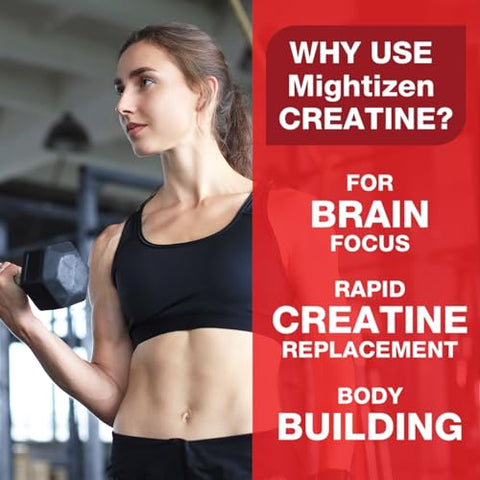 Mightizen - 5000mg de Creatina para Mulheres, Complexo de Gomas de Creatina Monohidratada, Gomas Pré-Treino de Creatina com Taurina