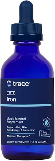 Suplemento Líquido de Ferro Iônico | 22 mg de Ferro Suporta Função Cognitiva, Energia, Sistema Imunológico | 55 ml, 46 Porções | Marca Trace Minerals - Trace Minerals