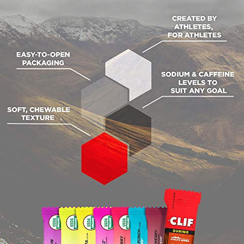 Clif Shot Bloks - CLIF BLOKS – Pack com 4 sabores – Energia para Ciclismo e Corrida – Lanche para Treino – Alimento à base de Plantas – Carboidratos Rápidos (2.1g, 12 unidades)