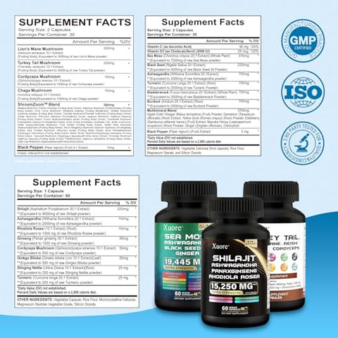 Xuore - Shilajit, Sea Moss, Óleo de Semente Preta, Cogumelo – Marca: Máxima Visibilidade!