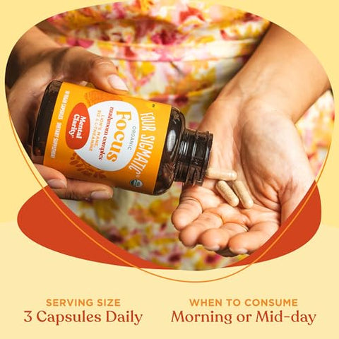 Cápsulas Four Sigmatic Focus | Suplemento de Lion’s Mane | Complexo para Potencializar o Cérebro com Ashwagandha e Bacopa Monnieri