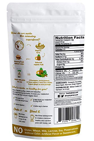 Detox Cleanse Mix em Pó Freshlydried Pure – 6 Onças, Melhor Superfood para Limpar o Corpo – Rico em Vitaminas e Minerais
